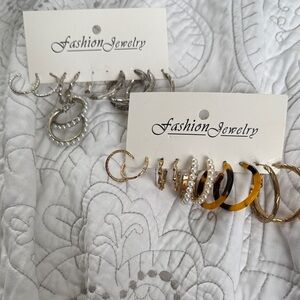 Fashion Jewelry Mixed Metal and Pearl Hoop Earrings